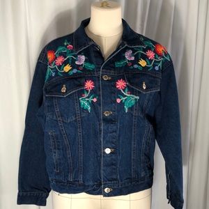Vintage Los Manos hand embroidered denim jacket